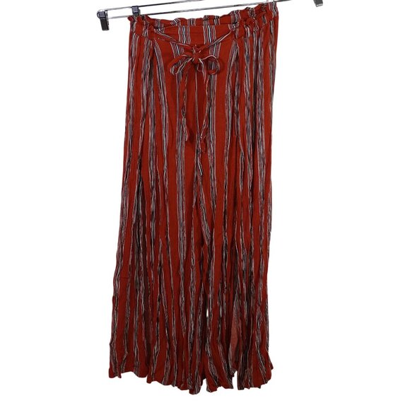 Simplee Wide Leg Palazzo Pull-on Pants Women Size L Rust Orange Stripe - Picture 1 of 10